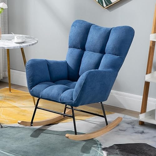 FZZIBQYR Flanell-Schaukelstuhl, Lesesessel, Garten-Loungesessel, Relaxsessel, Camping-Schaukelstuhl mit Fußhocker für Balkon, Schlafzimmer, Wohnzimmer (A, ohne Fußhocker)