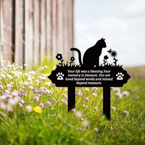 FREEBLOSS Pet Grave Markers Metal Memorial Garden Markers Grave Decorations for Cemetery Pets Waterproof Grave Stakes Plaque Memorial Graves