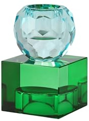 Giftcompany Sari, Kristallglas, Kerzenhalter/Teelichthalter, Kugel/Cube, hellblau/grün, gs