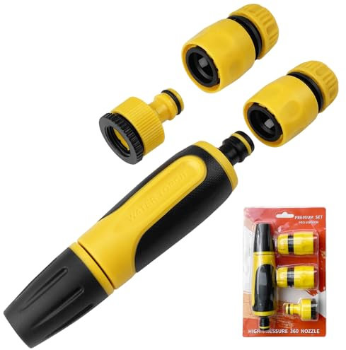MeoZynxadril Pistola Acqua Giardino, Pistola Irrigazione Giardino, Spray Acqua ad Alta Pressione Multifunzione, Set di Raccordi Rapidi, per Lavaggio auto, Pulizia Marciapiede e Pet Balneazione