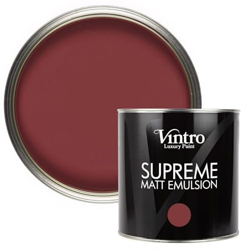 Vintro | Red Luxury Matt Emulsion | Smooth Chalky Finish | Multi Surface Paint | for Walls, Ceilings, Wood and Metal 2.5L (Red - Mulberry, 2.5 Litres)