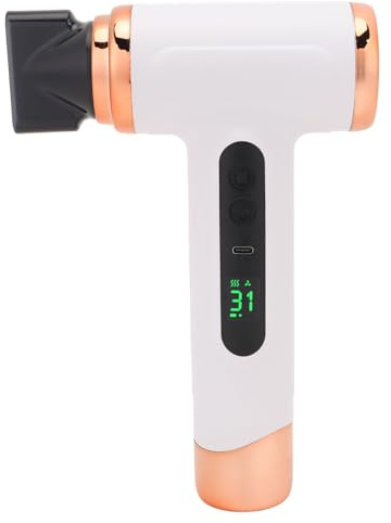 Sladdlös Jonisk Hårfön, 200 W Uppladdningsbar Bärbar Hårfön med Luftflödesmultiplikatorteknik, Roterande Munstycke, Flera Lägen för Hemresor (WHITE)