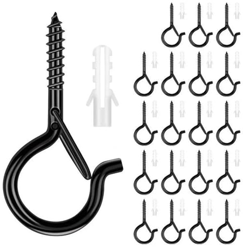 Onezebra 20 Pcs Q-Hanger, 2.2 Inch Hooks for Hanging, Screw Hooks, Hanging Light Ceiling Hooks, Ceiling and Wall Mount Hanger Hooks for Plants, Lights, and Decorations with Safety Buckle Design