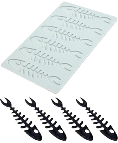 QLEUIFT 1 PCS Tapete Silicona Encaje Espina de Pescado Moldes de Fondant de Encaje de Silicona para Decoración de Pasteles,Adornos para Tartas,Platos Llanos(6 Agujeros Huesos de Pescado)