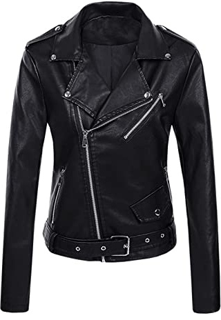 Giacca in Pelle a Maniche Lunghe da Donna Giacca in Pelle da Moto Giacca in Pelle PU Giacca da Donna alla Giubbotto Sportivo Donna Invernale Donna Giubotto