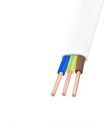 5 Meter Elektrokabel, 3 Adrig, Elektrischer Draht PVC-isoliert, 1mm² - 2.5mm² wählbar, BVVB Kupferkabel(3-core x 1.5mm²)