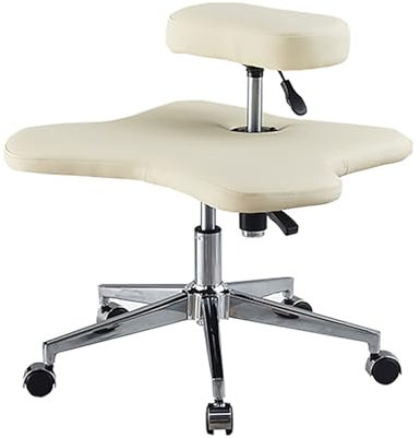 Ergonomischer Kniestuhl, Stuhl mit gekreuzten Beinen, Meditationsstuhl, Schreibtischstuhl für das Homeoffice mit Rollen, höhenverstellbar (Beige, Einheitsgröße),Beige-Einheitsgröße