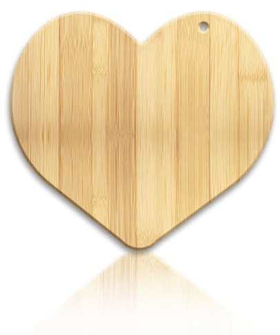 WEBEEDY Heart Shaped Bamboo Wood Cutting Board Wooden Chopping Board for Kitchen to Serve or Hang Decorative Serving Boards for Meat,Vegetables,Cheese,Romantic Gifts for Anniversary(35x32cm)