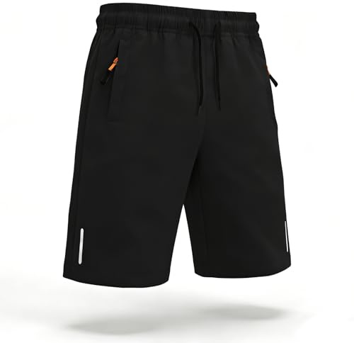 Himcus Boys PE Shorts Kids Football Sports Quick-Dry Gym Activewear Running Shorts with Drawstring,Zip Pockets