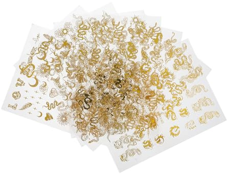 Autocollants pour Ongles Dragon Chinois, 8 Feuilles Adhésives