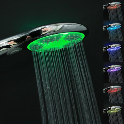 JINYOMFLY Soffione per Doccia con LED, 7 Colori Telefono Doccia LED, 3 Modalità Doccino per Doccia con Luci, 12,5cm Doccetta a LED Colorata