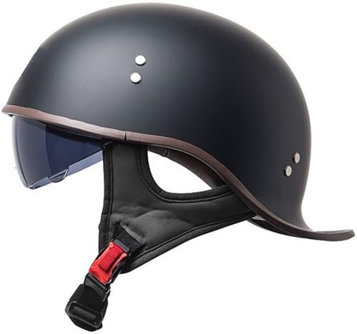 Retrò Adulto Caschi Moto Casco Scodella Portatile, DOT/ECE Omologato Mezzo Elmetto Da Moto, Caschi Jet Con Visiera Parasole, Donna E Uomo Moto Mezzo Casco Per Cruiser Scooter 6,M=57-58CM
