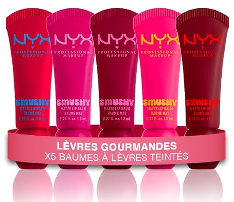 NYX PROFESSIONAL MAKEUP - Cofanetto X5 - BAUME PER LE Labbra Tinted - SMUSHY -Tintes: SAFFY STUFF/SHE'S SERVING/SQUEEZE N' SIZZLE/SWEET SMACK/SWIPE 2 SMOOTH