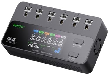 ISDT E625 6-Kanal-Lipo-Batterieladegerät/Entlader, DC USB C, Smart-Ladegerät für RC-Batterien, Balance-Ladegerät für LiPo/LiHV-Batterien