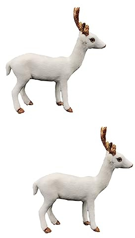 BESTonZON 2 pcs Simulation Reindeer Miniature Animal Figurine for Imaginative Play and Home Decoration Realistic Desktop Adornment Creative Deer Model for Christmas and Educational Use
