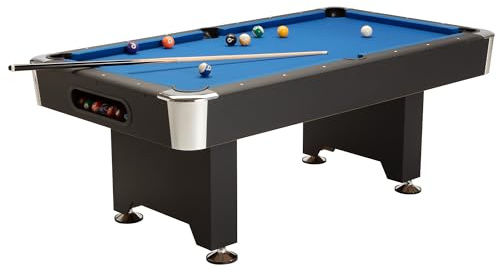 Billardtisch San Diego in Größe 6/7ft. hochwertiger Poolbillard, 20 mm Starke MDF Spielplatte, Naturbandengummi, Kammgartuch, Ballrücklauf, inkl. Spielzubehör (San Diego 7 ft.)