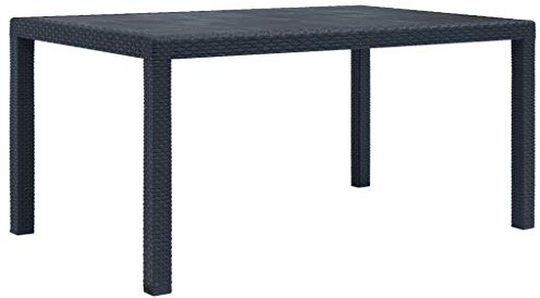 Tavolo da Giardino in Plastica, Design Effetto Rattan, Resistente alle Intemperie, Tavolo da Pranzo Esterno, Tavolo da Campeggio, per Giardino e Terrazzo,Antracite, Dimensioni 150 x 90 x 72 cm