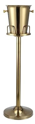 Seau à champagne Seau à glace avec support, récipient glaçons en acier inoxydable for bouteilles de vin, champagne ou bière Seau à Glaçons(Gold)