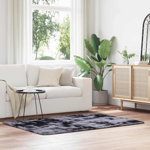 Tonture Alfombra de pelo largo, gris oscuro NAVARRA, 120 x 170 cm, 100 % poliéster, Flokati, sala de estar, comedor, suelo, decoración interior y exterior, resistente, antideslizante