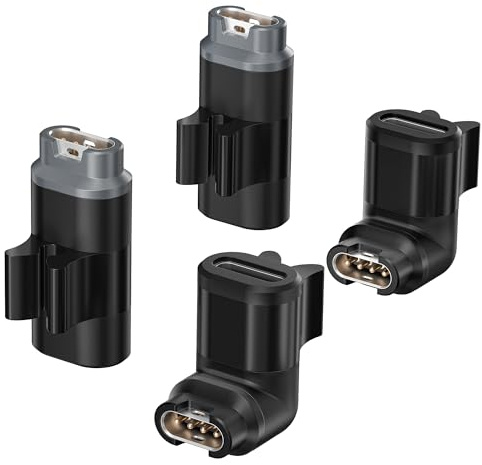 RUXELY USB C to Garmin Watch Charger Adapter with Clip 4 Pack | Type C Charging Cable Converter for Fenix 8 E 7 6 5 Pro,Forerunner 70 170 965 255 55 45,Vivoactive,Cirqa,Instinct,Approach S7