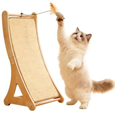 Furniture Cat Scratching Post - Vertical Scratching Post, Eco Friendly Sisal Rope Construction, Engaging Play Structure with Rotating Ball Attachment | Home Toy for Floor Corners