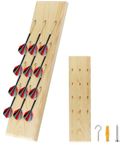 CEWROM Dartpfeilhalterung, Dart Halter aus Holz für 12 Darts, Darthalter für Wandmontage, Dartpfeile Halterung zur Aufbewahrung von Steeldarts und Softdarts, Dart zubehör (Naturholzfarbe)