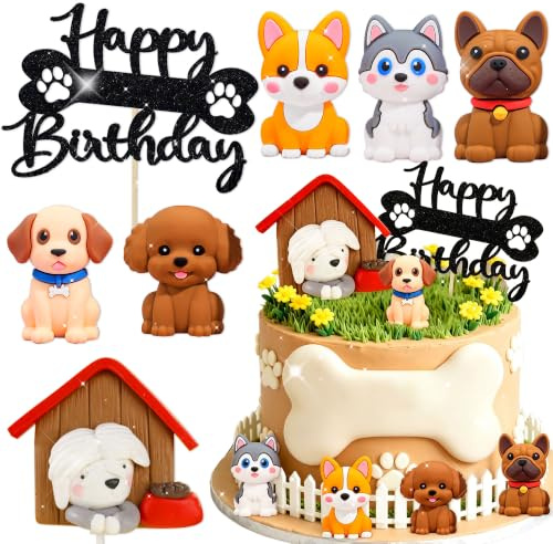 decoración cumpleaños cachorro tema mascota adorno pastel | decoración canina cumpleaños figura animal adorno pastel fiesta mascotas temática accesorios celebración detalles invitados