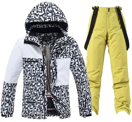 Monos de esquí genéricos Monos de esquí para hombres y mujeres Trajes de esquí calientes (Yellow, S)