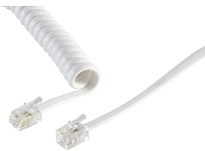 S/CONN maximum connectivity Telefonhörer Spiralkabel RJ10 4P4C Hörer Kabel Kupfergemisch vergoldete Kontakte weiß 4m