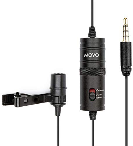 Movo LV1 Micro Cravate à Clipser pour appareils Photo, caméscopes et Smartphones Compatible avec iPhone et Android Parfait pour Filmer des podcasts, des Vlogs et des vidéos Youtube