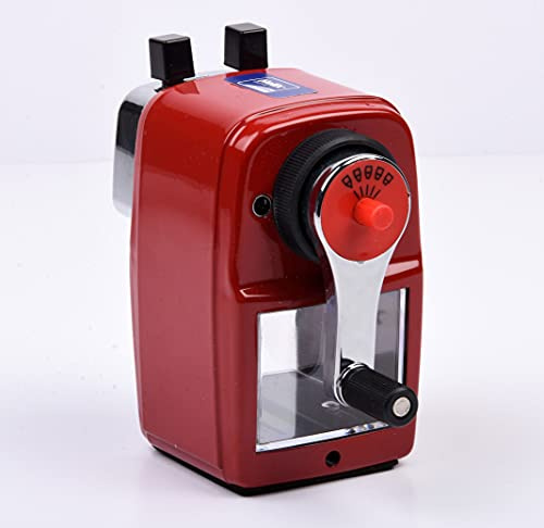 Helix Schreibtisch-Bleistiftspitzer, aus Metall, rotes Gehäuse