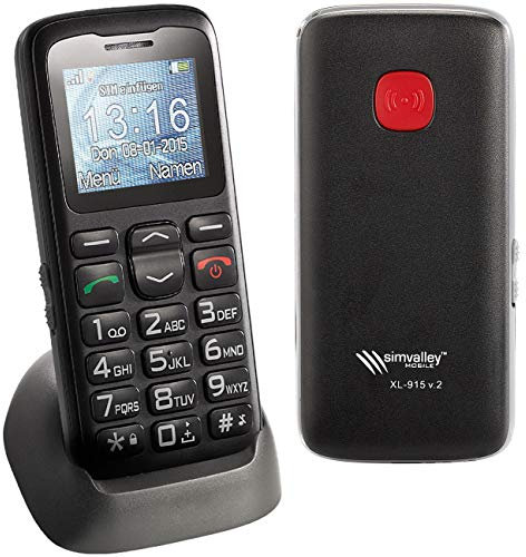 simvalley MOBILE Notruf Handy: Komfort-Handy XL-915 V2 mit Garantruf & Ladestation (Großtastenhandy, schnurlos Telefon, ohne Vertrag)