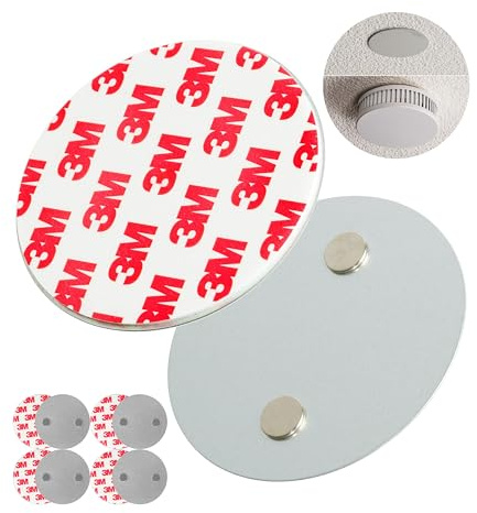 Soporte Magnético para Alarma de Humo, 5 piezas, Diámetro Ø 50 mm, para pegar o atornillar, adhesivo para las alarmas de incendios y humo, soporte detectore incendio humo, soporte almohadilla adhesiva