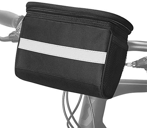 SZSMD Fahrrad Lenkertasche, 2L Fahrradtasche Lenker mit Reflektorstreifen Transparentem PVC Touchscreen für MTB/Fahrrad Karte Telefon Wasserflasche