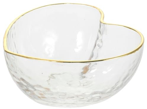 YARNOW Ciotola di Cristallo Forma di Cuore Trasparente con Dorato per Servire Dessert Antipasti e Insalate Elegante e Versatile per Feste e Occasioni Speciali