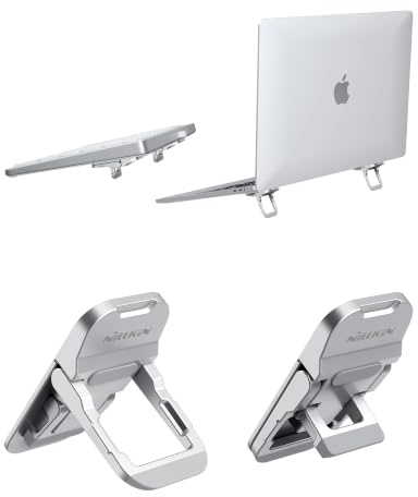 Nillkin Portable Laptop Stand with 3 Adjustable Angles, Flip Keyboard Riser Feet for Most Keyboards, Computer Keyboard Stand for Desktop, MacBook, HP and Other 10-17 Inches Laptop Feet Riser, Silver | Flip Keyboard Riser for Most Keyboards, Computer Keyboard Stand for Desktop, MacBook, Other 10-17 inches Laptop Feet, Silver