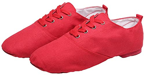 Jazzdansskor Canvas Split Sole Balett Yoga Dansskor Andningsbar buffert för barn Vuxna kvinnor,Red,41 EU