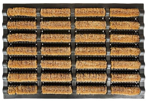 ASAB Welcome Door Mat Outdoor Indoor Shoe Boot Dirt Wipe Cleaner Coir Mats Outdoor Absorbent Back Matting Patio Garden Wipe Your Feet Clean Protection (Heavy Duty Scraper Brown)