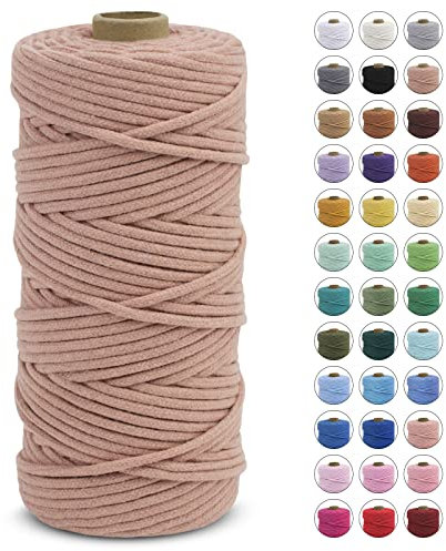 LEREATI Corda Macrame 3mm x 100m, Filo Macrame Cordoncino Cotone Naturale Macramè Filo Corda Colorata, Cordino per Borse Uncinetto, Arazzo da Parete, Piante da Appendere, Decorazioni (Rosso Mattone)