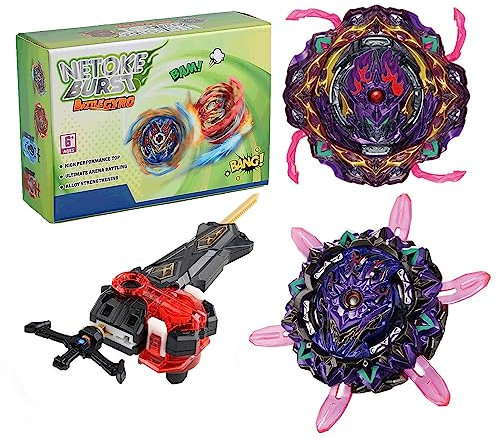 Netoke Gyros Kreisel Set, 4D Metall Fusion Kampf Kreisel, Mit Battling Launcher Geschenk-Set, Wettbewerbsspielzeug, Modelle:B-169+B-206