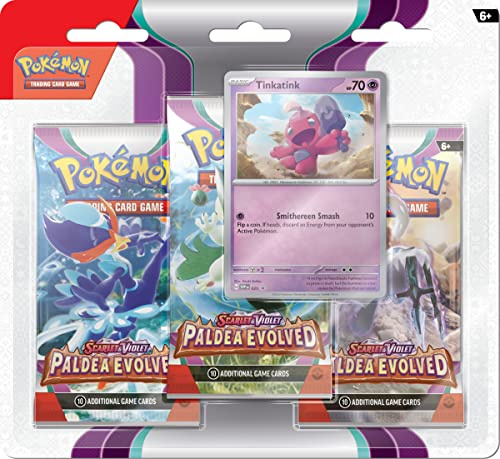 Pokémon TCG: Scarlet & Violet—Paldea Evolved Triple Pack (Tinkatink) - 3 Boosters & Foil Promo Card(Assorted)