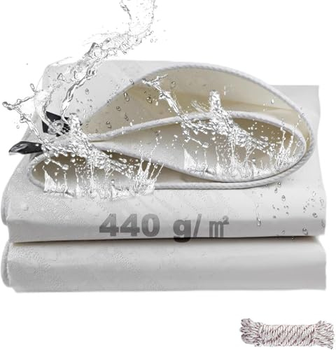 Telo Impermeabile Esterno 3x4m 440 g/m² Inspessire PVC con Rinforzato Occhielli, Telone Resistente Agli Strappi, Telo Protettivo Copertura Multiuso per Mobili da Giardino Barche Legno Piscina Camion