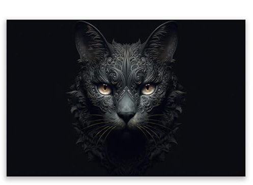 SMTDeco Herdabdeckplatte 80×52 cm – Mehr Arbeitsfläche, Spritzschutz & Schneidebrett – ESG Glas, kratzfest – für Induktion/Ceranfeld – 1-teilig, Motiv Katze Fantasie Schwarz