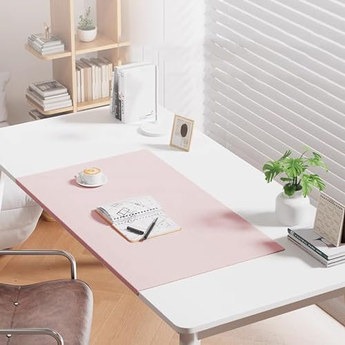Büro-Computer-Schreibtischmatten, Leder-Schreibtischunterlagen, Schreibtischunterlagen, Tischschutz, Laptop-Matten, Tastatur-Pad, Desktop-Matte mit Kantenschutz für Zuhause/Dekor, 110 x 60 cm, Rosa