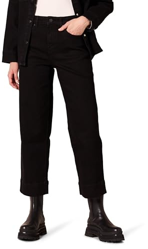Amazon Essentials Jeans a Vita Alta con vestibilità Classica, Gamba Ampia e Lunghezza alla Caviglia. - Colori Fuori Produzione Donna, Nero, 46