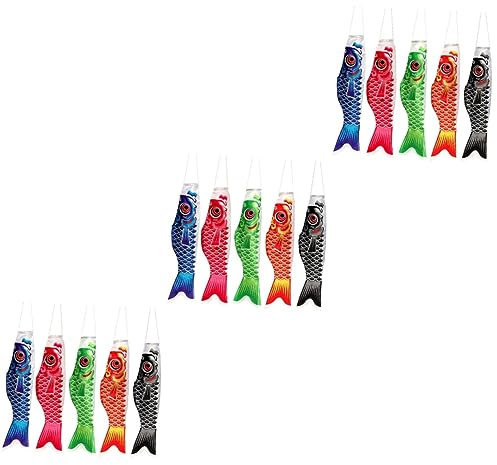 BESPORTBLE 3er-set Japanische Fischflaggen Lustige Stilvolle Gartendekoration Robuster Satin Leicht Für Den Außenbereich 5 Stück X 3