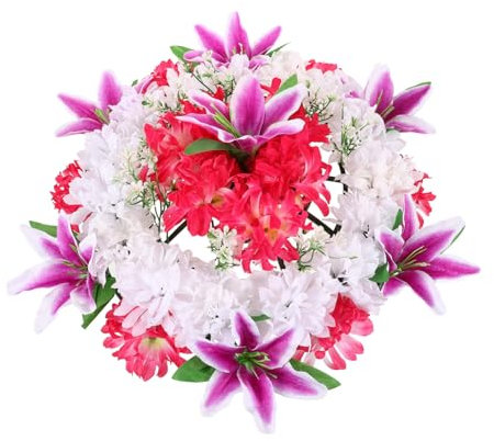 Alipis Couronne Funéraire Artificielle Réaliste en Fleurs Synthétiques Résistantes Aspect Naturel Usage Commémoratif Funérailles Décor Tombe