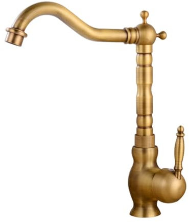 Wasserhahn Bad Waschtischarmatur Hoch Retro Antik Stil 360° Drehbar Messing Einhebel Mischbatterie Waschbecken Armatur, Badarmatur Waschtischbatterie Badezimmer, Bronze