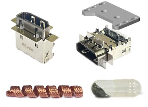 ElecGear 2x HDMI Ports + Entlöt-Heizplatte Ersatz für Xbox Series S HDMI Buchse von XSS, Reparaturteil und Spezial Entlöter Draht Lötwerkzeuge inkl.