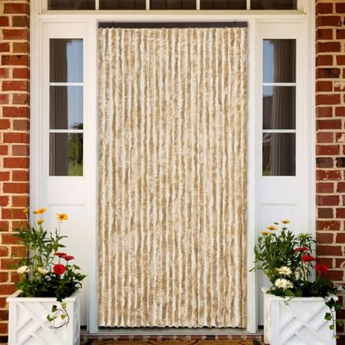 qohoio Insect Curtain Beige 100x220 cm Chenille,Curtains Door Fly Screen Curtain For Doorways Window Decorations Room Divider Door Curtain